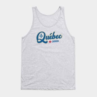 Quebec Canada Classic Athletic Script Blue Tank Top